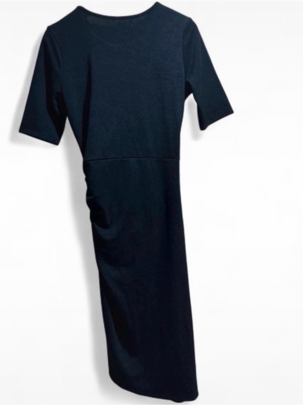 Emerald Sundae Black Draped Midi Dress - Picture 4 of 9
